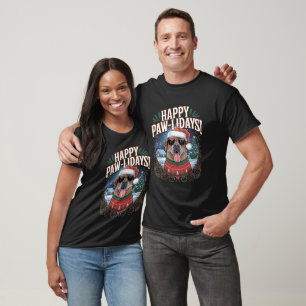 Happy Pawlidays English Mastiff Dog Christmas Fun T-Shirt