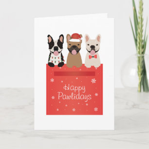 Happy Pawlidays French Bulldogs Card
