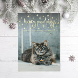 Happy Pawlidays Fun Stars Cat Photo<br><div class="desc">Happy Pawlidays in fun curly type with stars.  Add a photo on the back or a message.  For any pet with paws!</div>