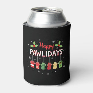 Happy Pawlidays Funny Christmas Dog Paw Xmas Dogs  Can Cooler