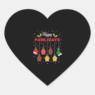Happy Pawlidays Funny Christmas Dog Paw Xmas Dogs Heart Sticker