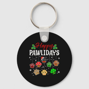 Happy Pawlidays Funny Christmas Dog Paw Xmas Dogs Key Ring