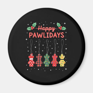 Happy Pawlidays Funny Christmas Dog Paw Xmas Dogs  Magnet