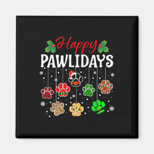 Happy Pawlidays Funny Christmas Dog Paw Xmas Dogs Magnet