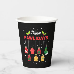 Happy Pawlidays Funny Christmas Dog Paw Xmas Dogs  Paper Cups
