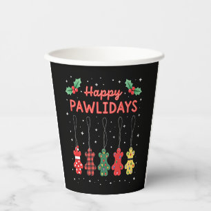 Happy Pawlidays Funny Christmas Dog Paw Xmas Dogs  Paper Cups