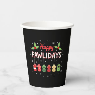 Happy Pawlidays Funny Christmas Dog Paw Xmas Dogs  Paper Cups