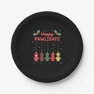 Happy Pawlidays Funny Christmas Dog Paw Xmas Dogs  Paper Plate