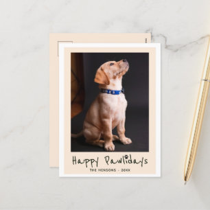 Happy Pawlidays Funny Pun Pet Photo Holiday Postcard