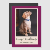 Happy Pawlidays Funny Pun Pet Photo Magnetic Card