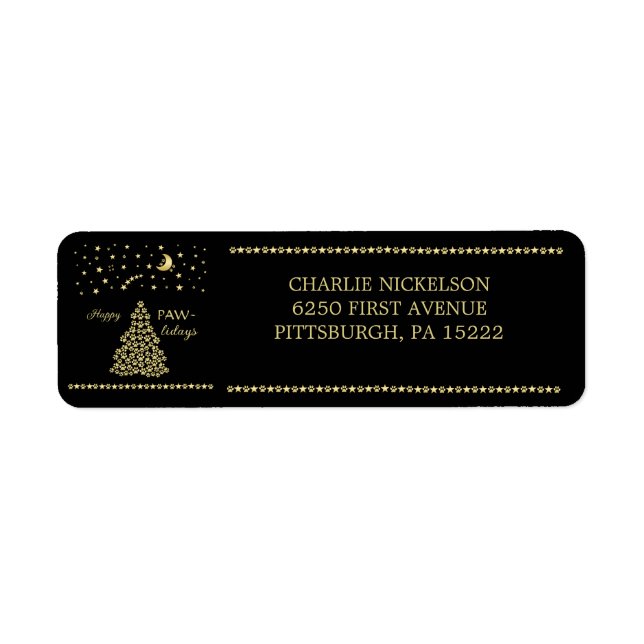 Happy Pawlidays, Gold shiny Paw Christmas tree (Front)