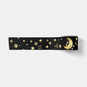 Happy Pawlidays, Gold shiny Paw Christmas tree Satin Ribbon