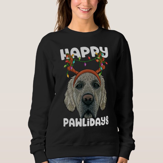 Happy Pawlidays Golden Retriever Christmas Paw Dog Sweatshirt (Front)