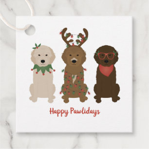 Happy Pawlidays Goldendoodle Christmas Lights Favour Tags