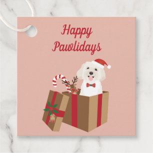 Happy Pawlidays Maltipoo Christmas Present Favour Tags