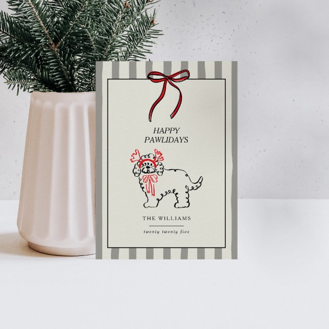 Happy Pawlidays Modern Dog Family Christmas Card (Creator Uploaded)