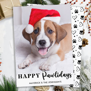 Happy Pawlidays Personalised Cute Pet Dog Photo Holiday Card