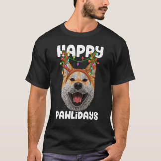 Happy Pawlidays Shiba Inu Christmas Paw Dog Holida T-Shirt
