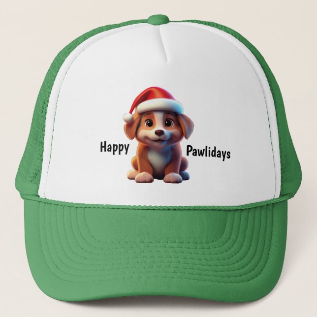 HAPPY PAWLIDAYS TRUCKER HAT (Front)