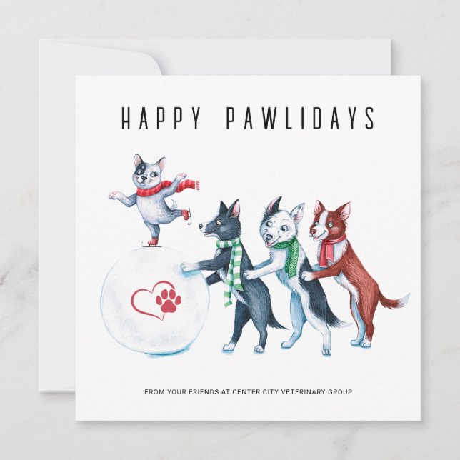 Happy Pawlidays Veterinary Holiday Card (Front)