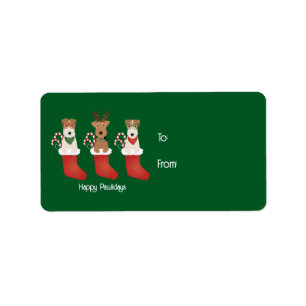 Happy Pawlidays Welsh Wire Fox Terrier Dog Label