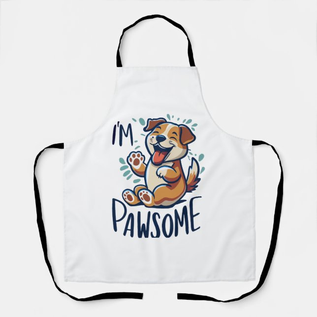 Happy pawsome dog Classic T-Shirt Apron (Front)