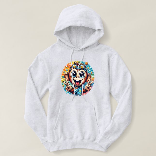 Happy Peace Monkey no 5 Hoodie (Design Front)