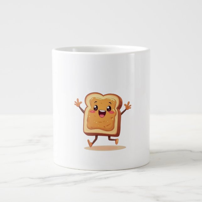  Happy Peanut Butter Toast Cartoon Mug (Front)