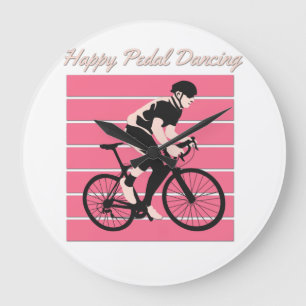 Happy Pedal Dancing - Cool Bike Rider Design Large Clock
