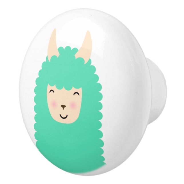 Happy Peekaboo Llama Emoji Ceramic Knob (Right)
