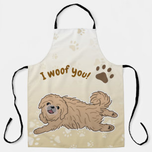 Happy Pekingese Dog Lover I Woof You Paws Apron