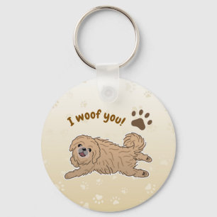 Happy Pekingese Dog Lover I Woof You Paws Key Ring
