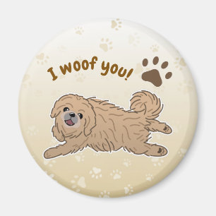 Happy Pekingese Dog Lover I Woof You Paws Magnet