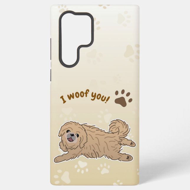 Happy Pekingese Dog Lover I Woof You Paws Samsung Galaxy S22 Ultra Case (Back)