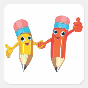 Happy Pencils Square Sticker