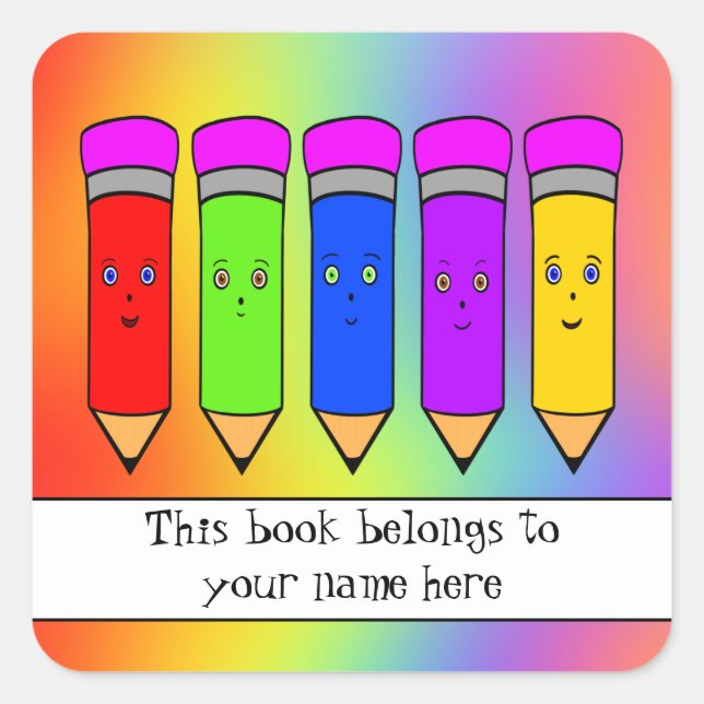 Happy Pencils! "This book belongs to" sticker (Front)