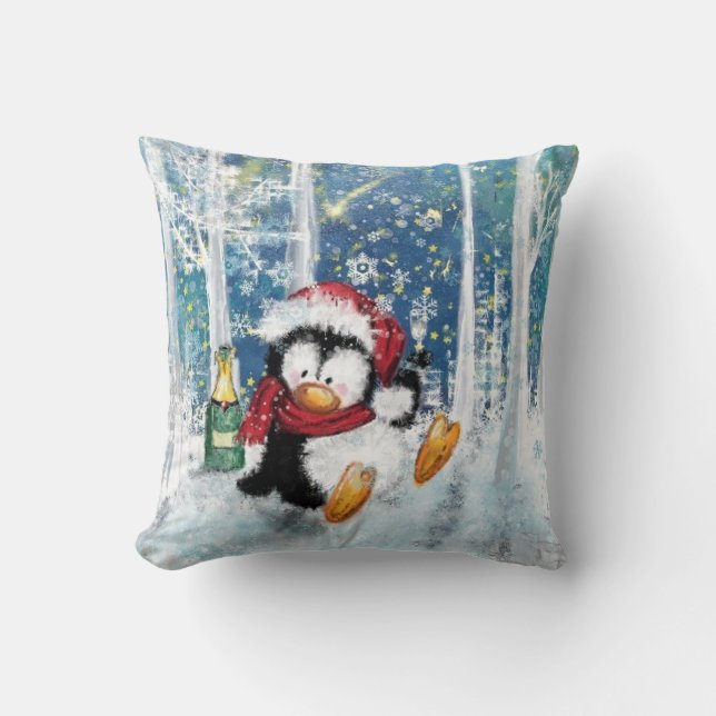 Happy Penguin - Christmas Cushion (Front)