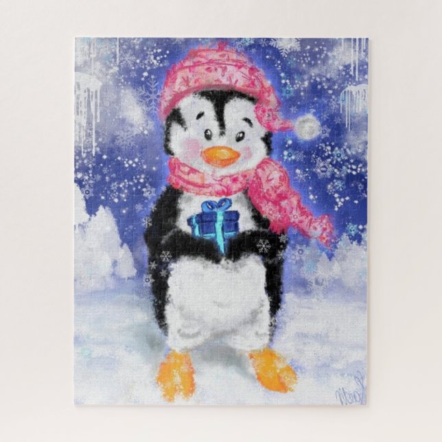 Happy Penguin - Christmas - Drawn by Migned Jigsaw Puzzle (Vertical)
