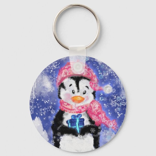 Happy Penguin - Christmas Key Ring (Front)