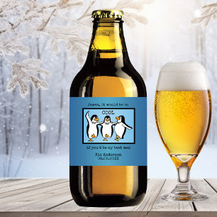 Happy Penguin Dancing Groomsmen Beer Label