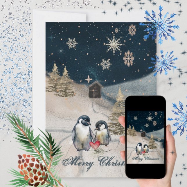 Happy Penguin Family Holiday Card (Creator Uploaded)