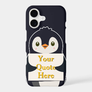Happy penguin holding a sign to personalize