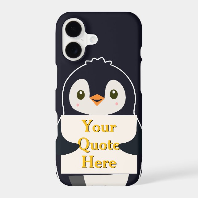 Happy penguin holding a sign to personalize (Back)