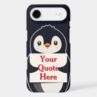 Happy penguin holding a sign to personalize