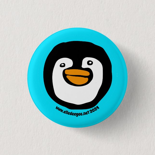 Happy Penguin Teal 3 Cm Round Badge (Front)