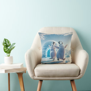 Happy Penguins Dancing Cushion