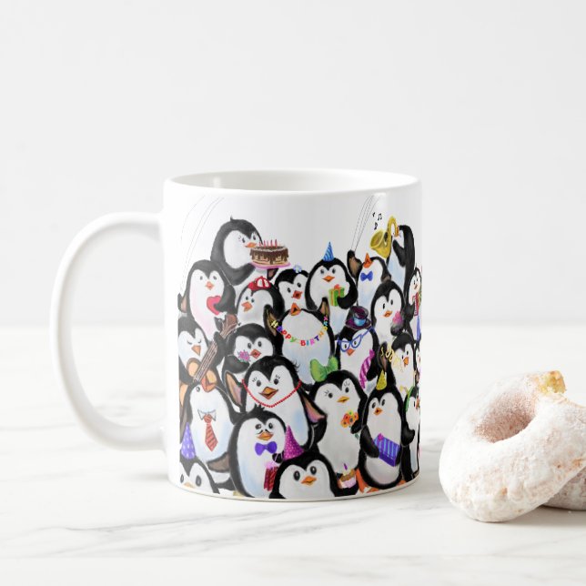 Happy Penguins Party Mug Gift (With Donut)