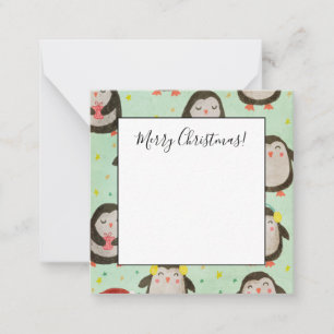 Happy Penguins Wearing Santa Hats w/Ear Muffs Card