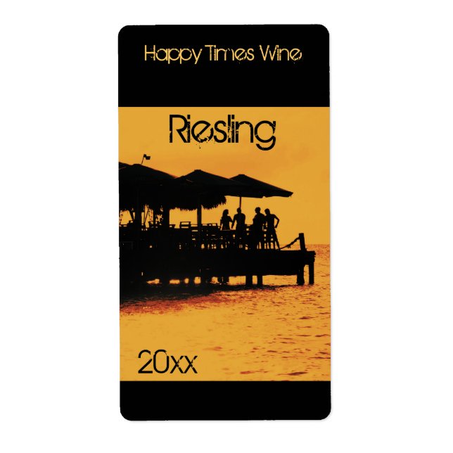 happy people at sunset wine bottle label (Front)
