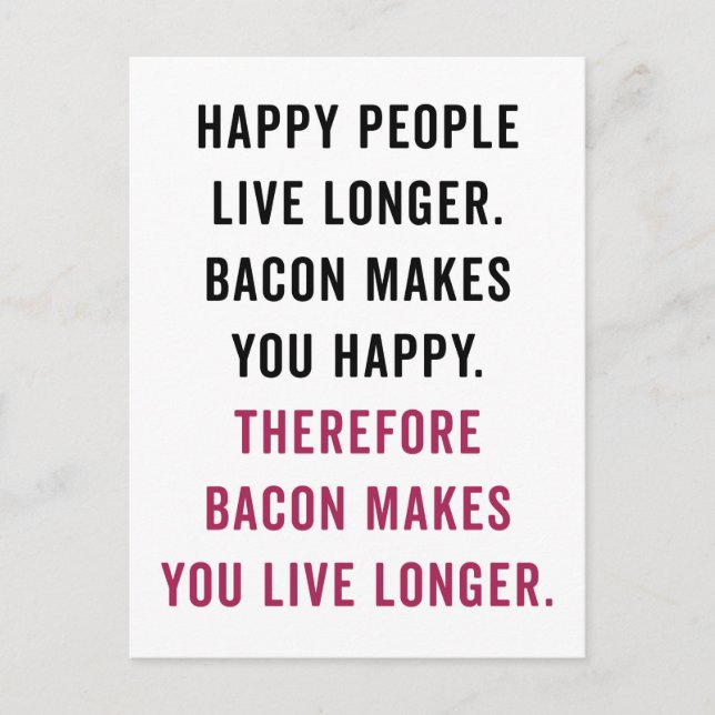 Happy People Bacon Funny Quote Postcard (Front)